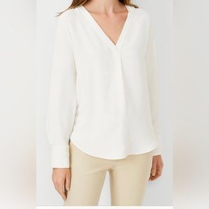 Ann Taylor Front Pleat Shirt- off white